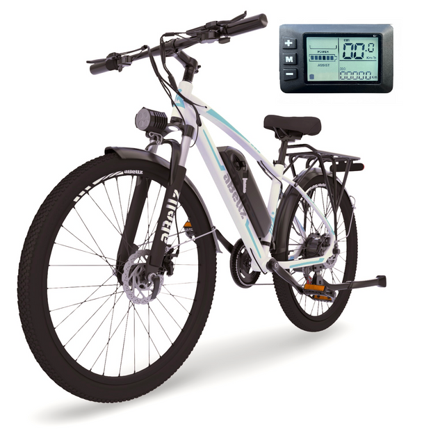 468Wh Battery, 350W Motor, 26" Electric Bike - 36V/13Ah Removable Battery (Max Range 95 Km), LCD Display, 32 Km/H Top Speed, 17" Aluminum Frame Mountain eBike (WHITE)