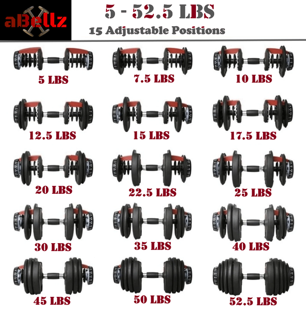 Adjustable Dumbbells (5-52.5 Lbs)  - Pair