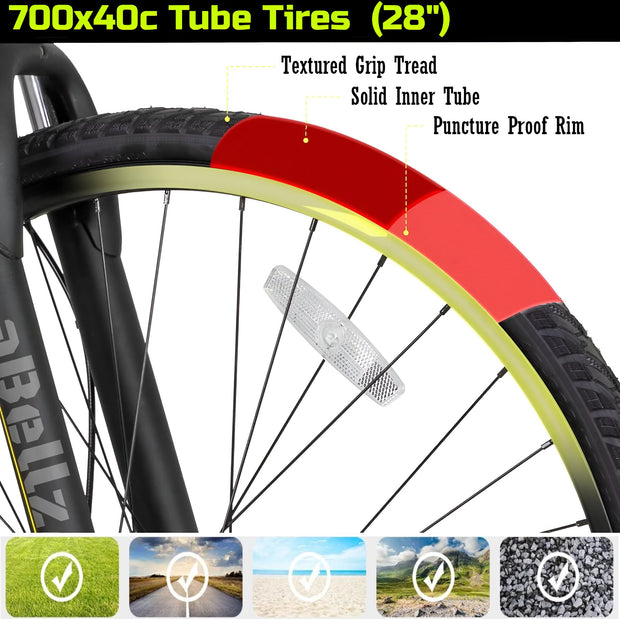 24-Speed 700c Hybrid Bike (Shimano Gear, Disc Brakes) - BLACK