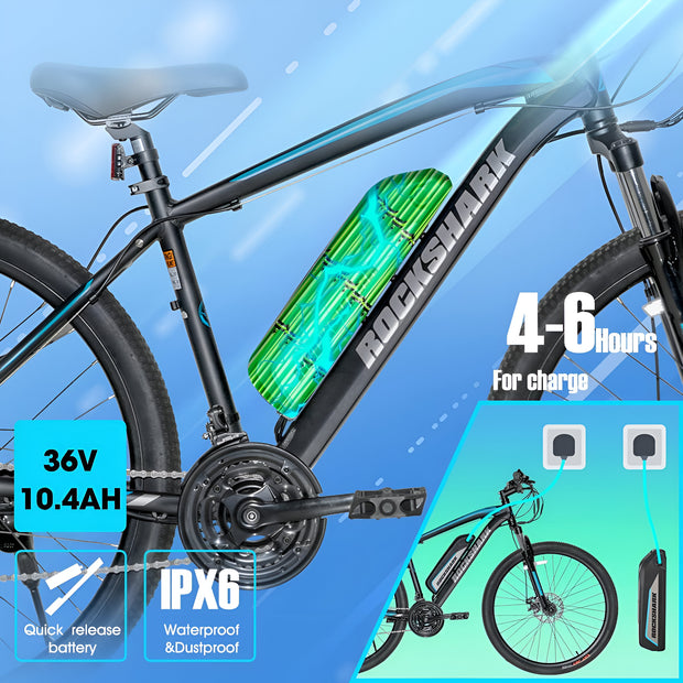 350W 26" Electric Bike - 374.4Wh Battery, 80 KM Range, 40 Km/H Top Speed