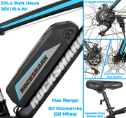 350W 26" Electric Bike - 374.4Wh Battery, 80 KM Range, 40 Km/H Top Speed