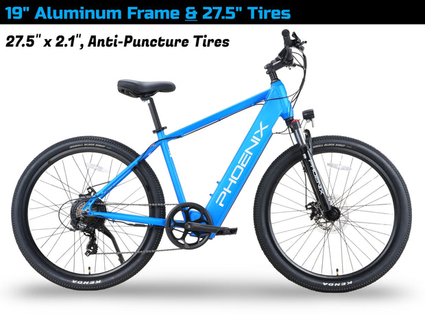 100 Km Range, 32 Km/H, 27.5" Electric Bike - LCD Display, 468Wh Battery (36V/13 Ah), 350W Motor, 19" Aluminum Frame