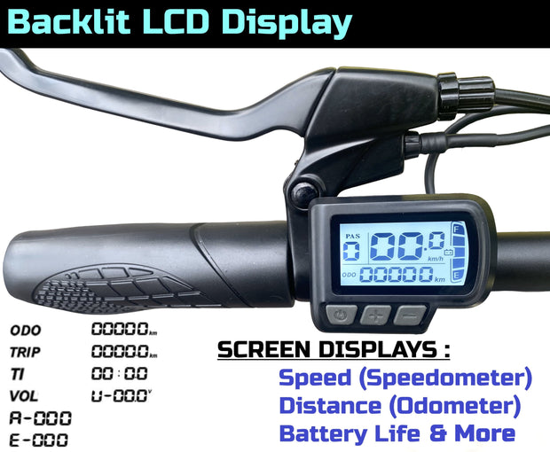 720Wh Battery, 350W Motor, 27.5" Electric Bike - Large 48V/15Ah (720Wh) Removable Battery (Max Range 115 Km), LCD Display, 32 Km/H Top Speed, 17" Aluminum Frame Mountain eBike