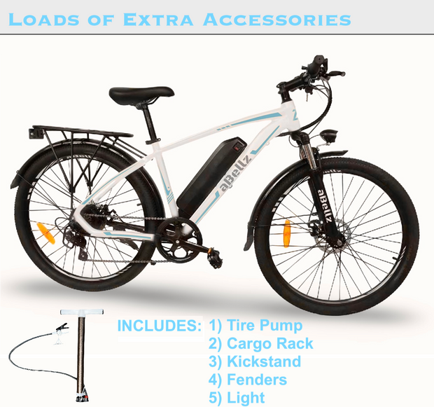 468Wh Battery, 350W Motor, 26" Electric Bike - 36V/13Ah Removable Battery (Max Range 95 Km), LCD Display, 32 Km/H Top Speed, 17" Aluminum Frame Mountain eBike (WHITE)