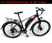 468Wh Battery, 350W Motor, 26" Electric Bike - 36V/13Ah Removable Battery (Max Range 95 Km), LCD Display, 32 Km/H Top Speed, 17" Aluminum Frame Mountain eBike (BLACK)
