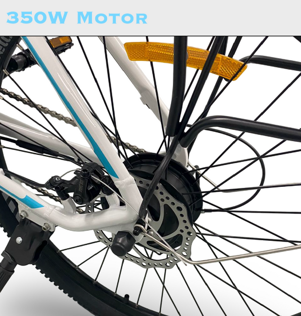 468Wh Battery, 350W Motor, 26" Electric Bike - 36V/13Ah Removable Battery (Max Range 95 Km), LCD Display, 32 Km/H Top Speed, 17" Aluminum Frame Mountain eBike (WHITE)