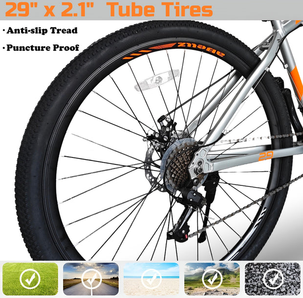 21-Speed 29” Mountain Bike (Shimano Components, Disc Brakes) - SILVER