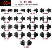 Adjustable Dumbbells (10-90 Lbs) - Pair