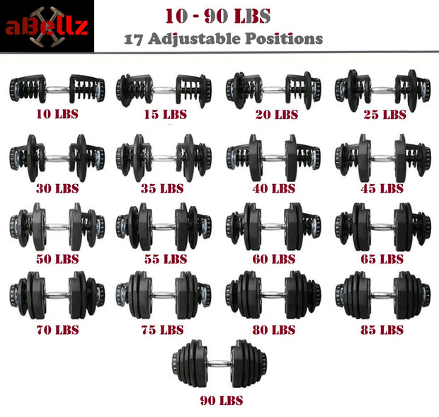 Adjustable Dumbbells (10-90 Lbs) - Pair