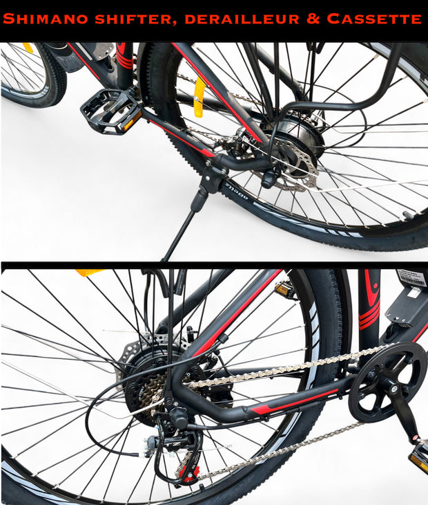 468Wh Battery, 350W Motor, 26" Electric Bike - 36V/13Ah Removable Battery (Max Range 95 Km), LCD Display, 32 Km/H Top Speed, 17" Aluminum Frame Mountain eBike (BLACK)